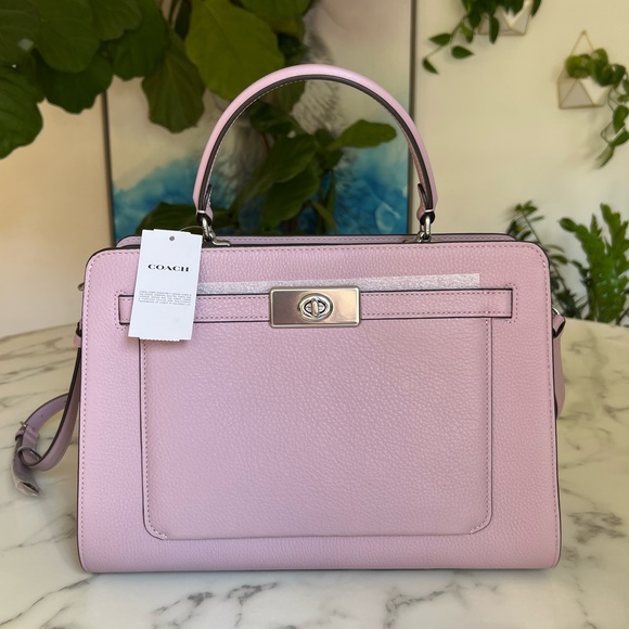 NWT Coach Lane Top Handle Carryall Satchel Crossbody Silver / Ice Purple C8209 - Picture 2 of 14